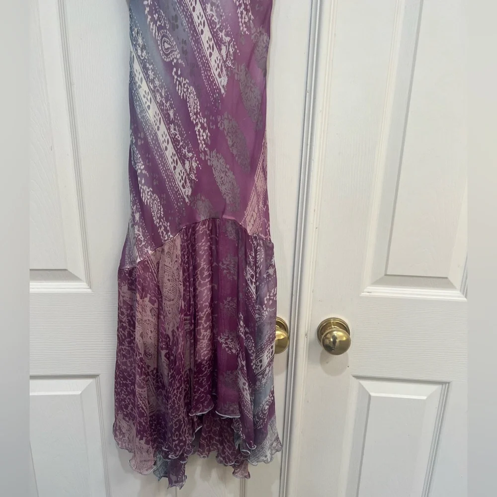 RANGOON SILK HANDKERCHIEF MULTI PRINT Resort floral midi guest Dress small - Picture 11 of 16